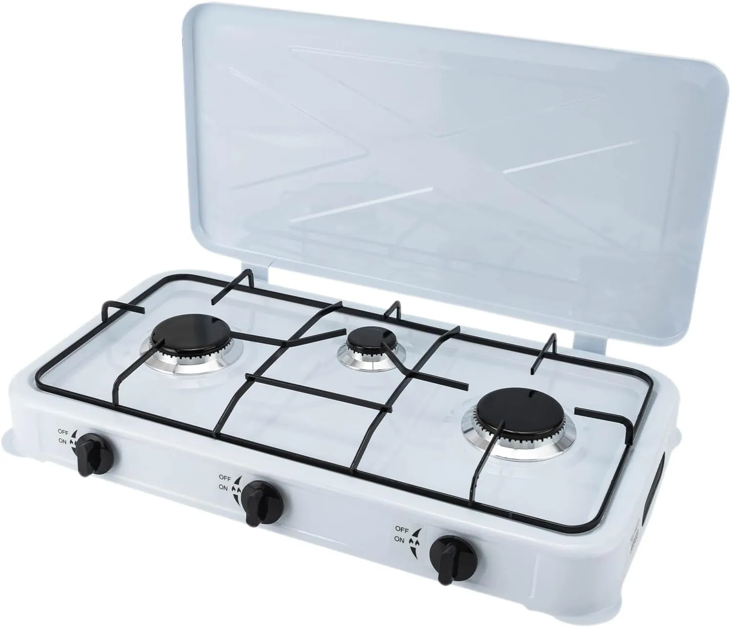 3 Burner Gas Camping Stove Portable Propane Gas Cooktop LPG Gas Burners for Outdoor Cooking Grilling RV Kitchen Gas Camp Stove with Hose, Independent Temperature Control