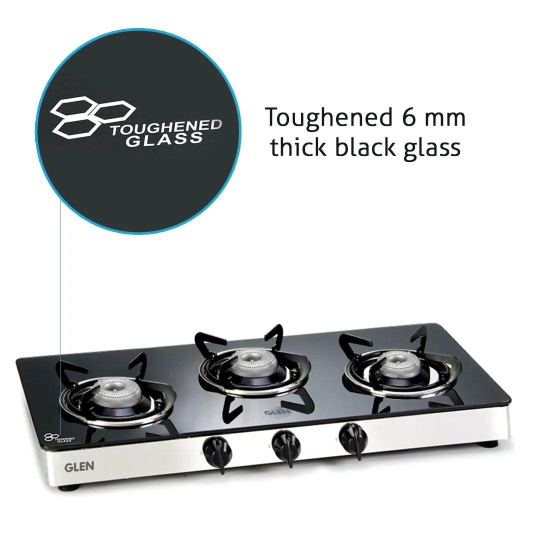 3 Burner  Glass Gas Stove with Aluminium Alloy Burner (1033 GT AL)