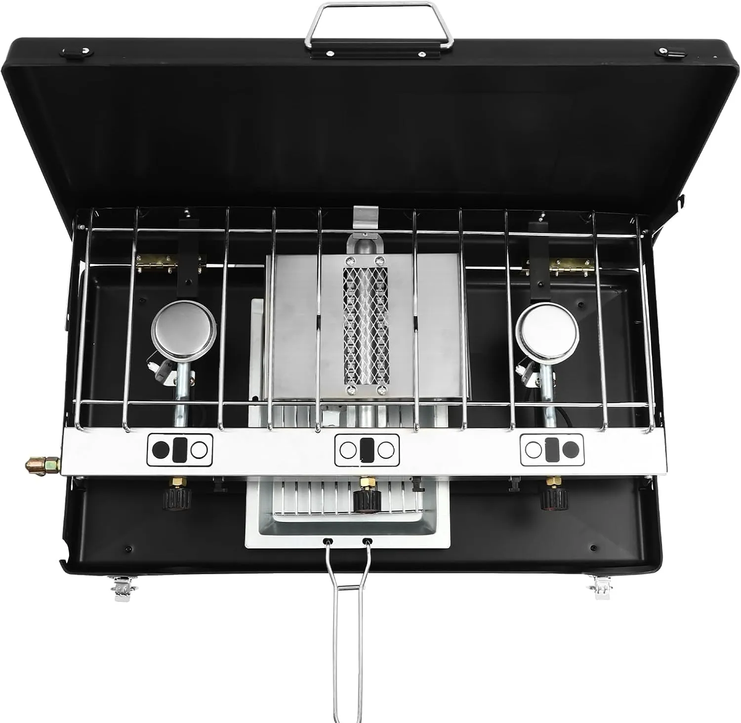 3-Burner Portable Gas Camping Stove,Foldable Camping Stove,Propane Stove with Regulator,Toast Tray,Windshield for Outdoor Camping,BBQ, and Picnics