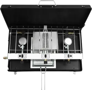 3-Burner Portable Gas Camping Stove,Foldable Camping Stove,Propane Stove with Regulator,Toast Tray,Windshield for Outdoor Camping,BBQ, and Picnics