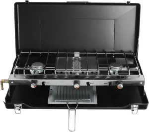 3-Burner Propane Camping Stove, Portable Camping Grill/Stove with Handle for Car Camping BBQ Picnics Outdoor Cooking Camping Gas Stove