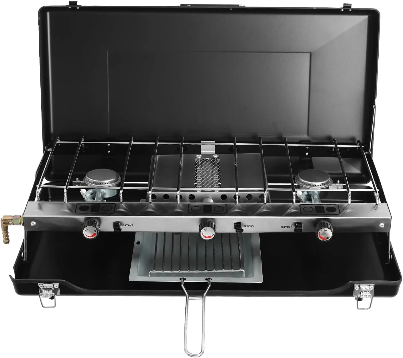 3-Burner Propane Camping Stove, Portable Camping Grill/Stove with Handle for Car Camping BBQ Picnics Outdoor Cooking Camping Gas Stove