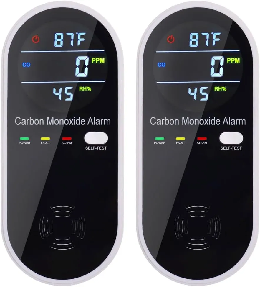 3 in 1 Carbon Monoxide Detector, KH Alert Portable Carbon Monoxide Detectors for Travel, Plug in Carbon Monoxide Detector with Temperature Humidity Sensor Built-in, Easy to Read & Install