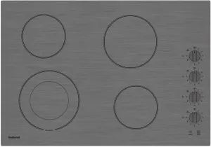 30 Inch Electric Cooktop 4 Burners,3000 Watt Dual-Ring Burner for Quick Boil,Shatterproof Glass, Knob Switch, 9 Heating Level, Drop-in Electric Stove Top,Gray