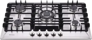 30 Inch Gas Cooktop, Stainless Steel Built-in 5 Burners Gas Stovetop LPG/NG Convertible Gas Stove Top Dual Fuel Gas Hob DM527-02