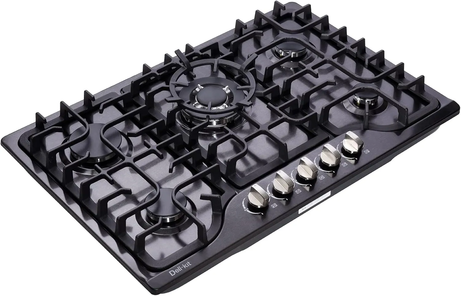 30 Inch LPG/NG Gas Cooktop Dual Fuel 5 Sealed Brass Burner Stainless Steel Hob 110V AC pulse Ignition Stainless Steel Gas Cooktops DK257-B01 Gas Hob