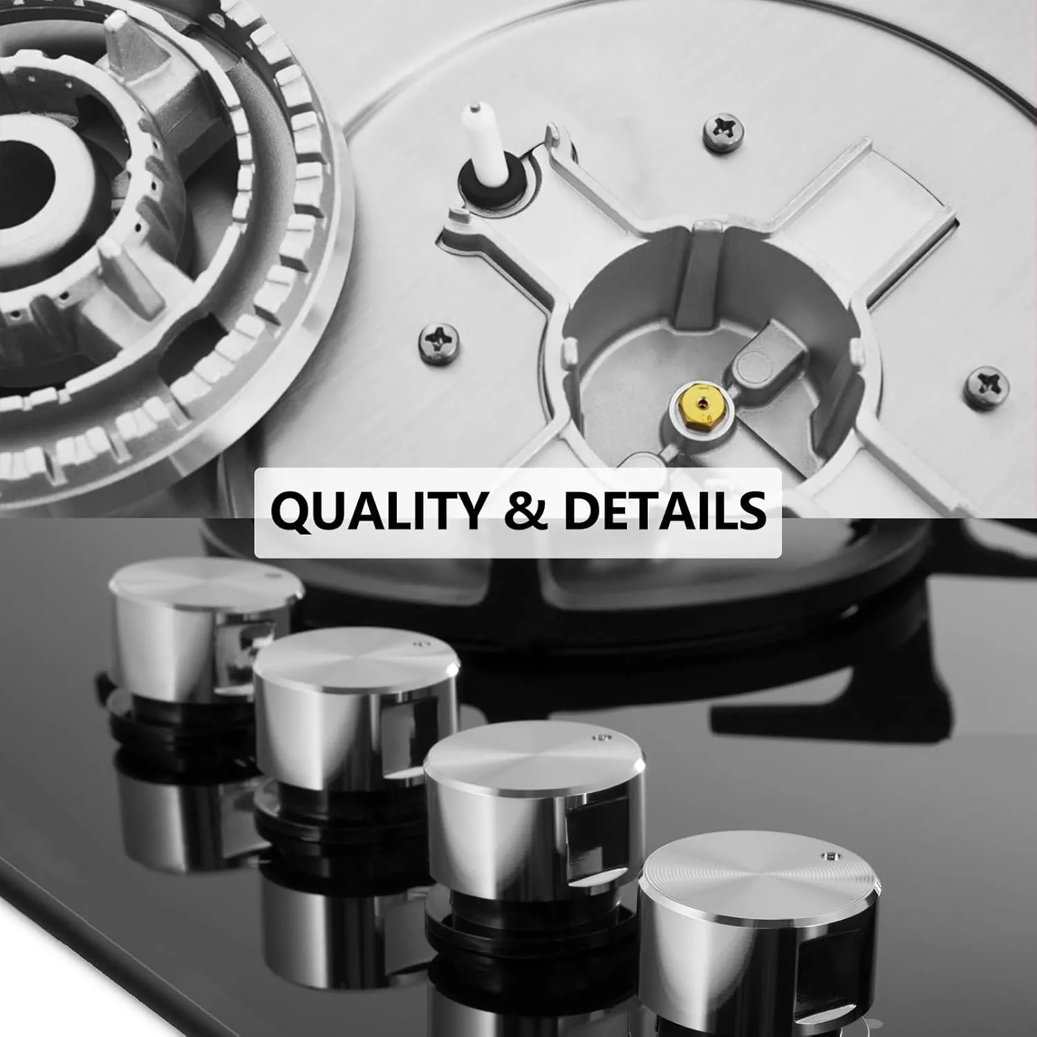 30" Built in Gas Cooktop, 5 Burner Gas Cooktop for NG/LPG Dual Fuel Convertible, Propane Gas Stove Burner with Thermocouple Protection,Black Tempered Glass, 35900BTU