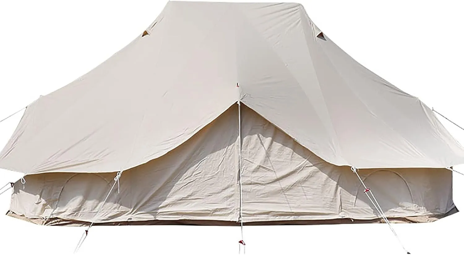 320G Cotton Cloth Bell Tent, Outdoor Yurt Bell Tent, Family Glamping Tents, 4 Season Outdoor Camping Tent, Three Doors and Six Windows, UPF50 UV Resistant