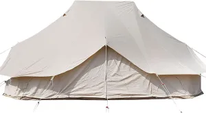 320G Cotton Cloth Bell Tent, Outdoor Yurt Bell Tent, Family Glamping Tents, 4 Season Outdoor Camping Tent, Three Doors and Six Windows, UPF50 UV Resistant