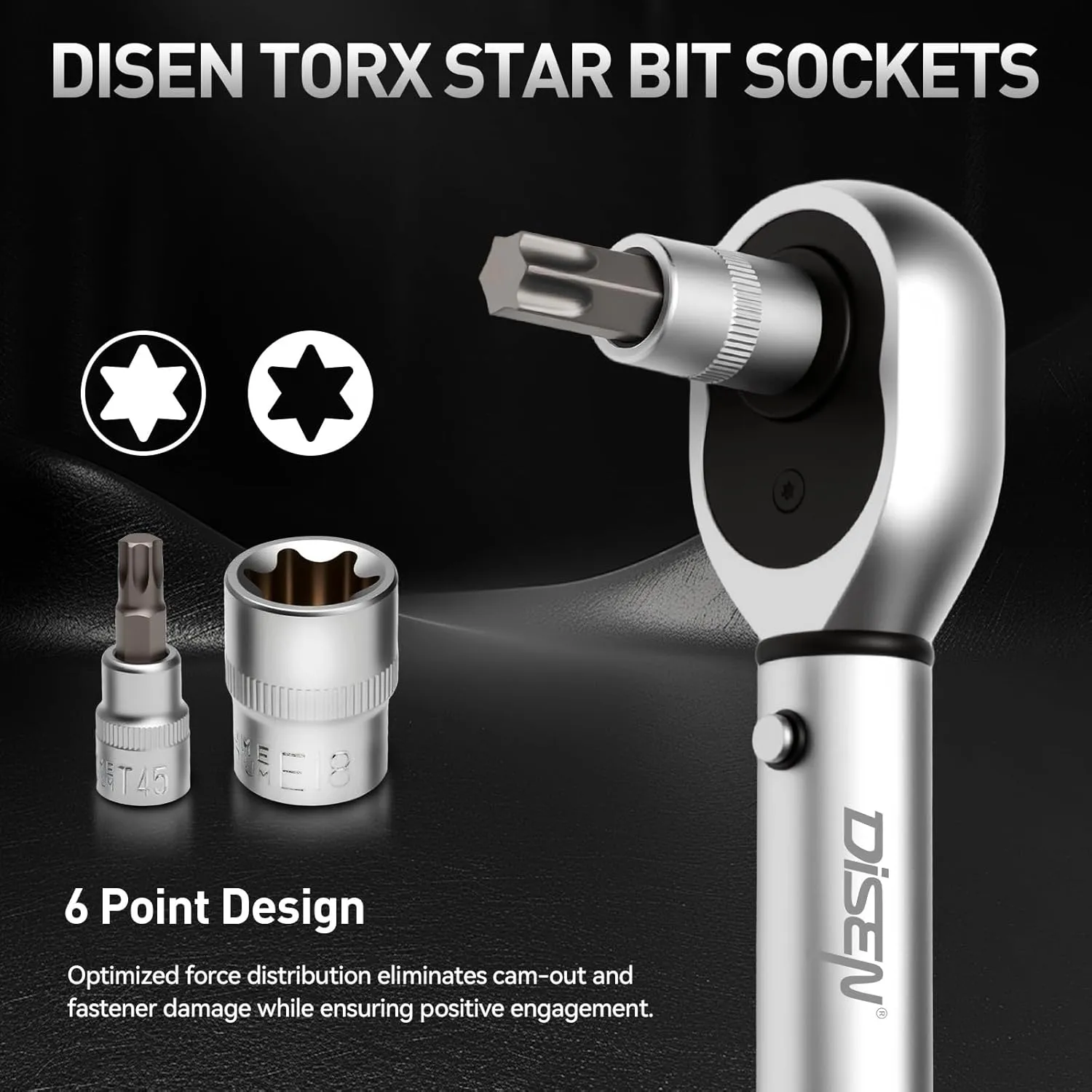 34-Piece 3/8'' Drive Torx Star Bit sockets CR-V E-Socket Set, E4-20, T10-60, Tamper Proof Set TT10-TT55, 5/16"F to 3/8"M adapter with Storage Case,S2 Steel, Ideal for Car,Trucks,Home Improvement
