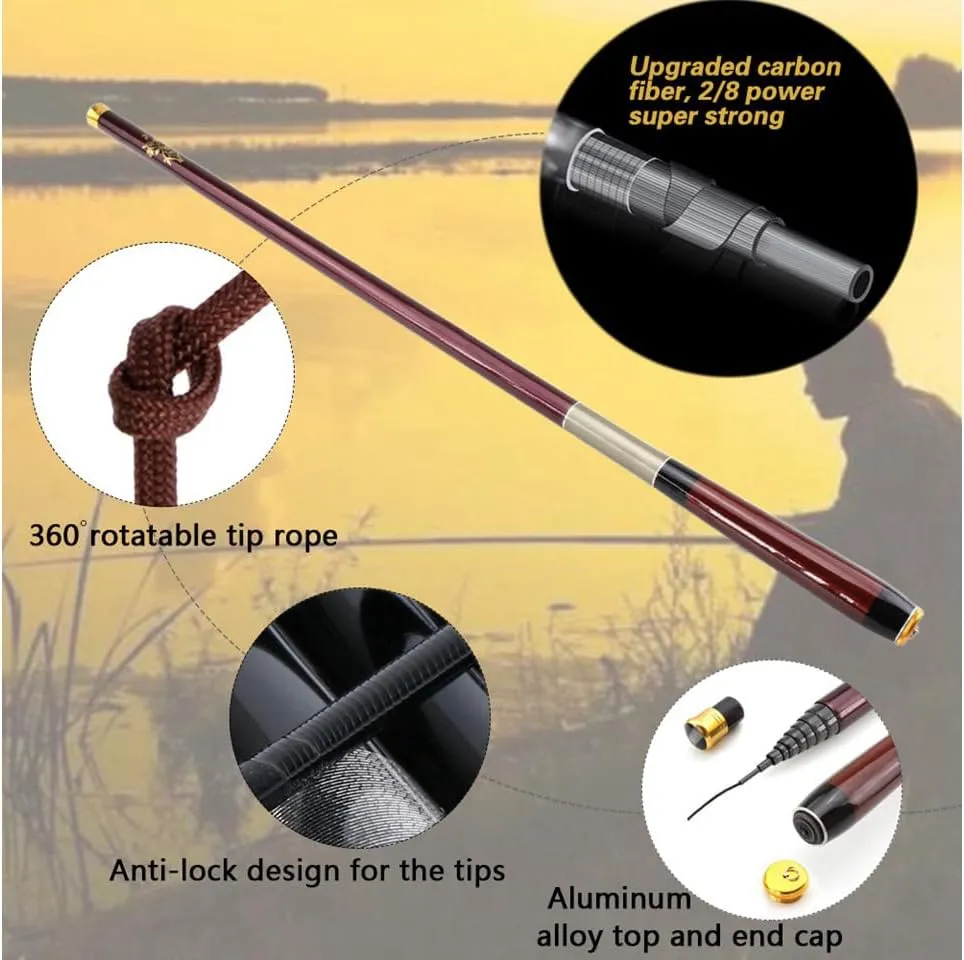 3.6m-7.2m Carbon Fiber Stream Hand Pole Carp Feeder Telescopic Fishing Rod Fishing Tackle