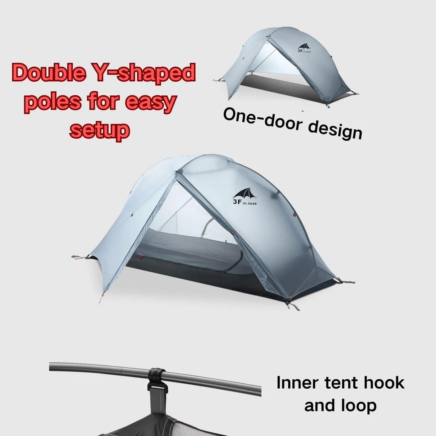 3F UL Gear Waterproof 1/2Person Camping Tent, Windproof Outdoor 3/4Seasons Tent, Portable Camping & Hiking Tent Shelter for Backpacking
