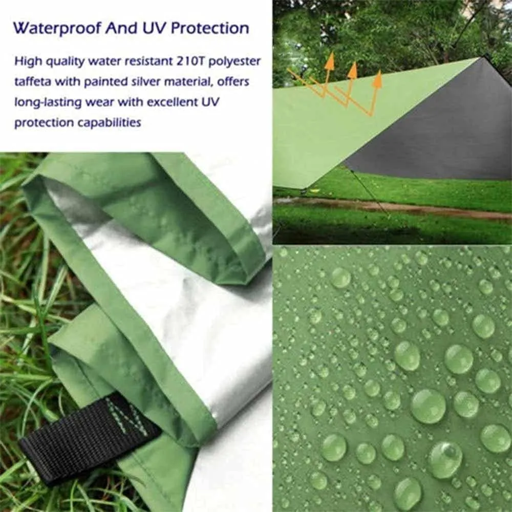 3Mx3M Waterproof Sun Shelter Tent Tarp Anti Beach Tent Camping Hammock Rain Fly Outdoor Sunshade Canopy Awning Shade(Black)