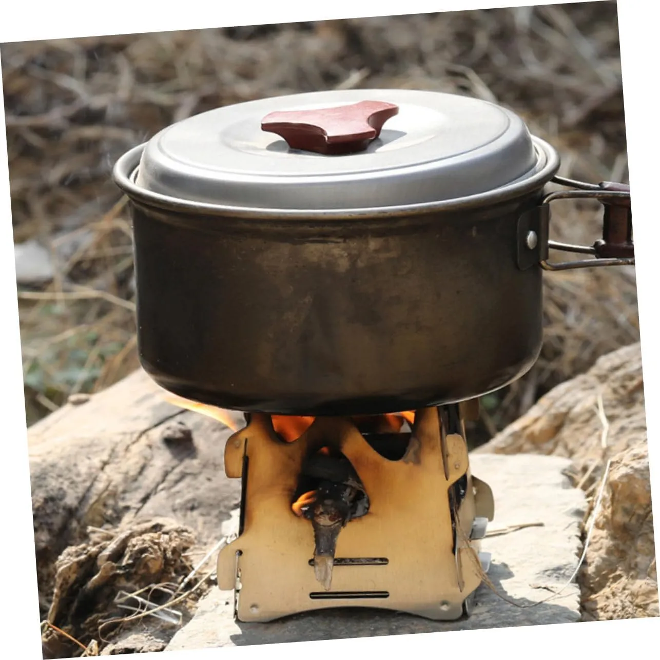 3Pcs Stainless Steel Stove Wood Burning Camping Foldable Portable Backpacking Stove/Sier/7.45 * 7.45Cm