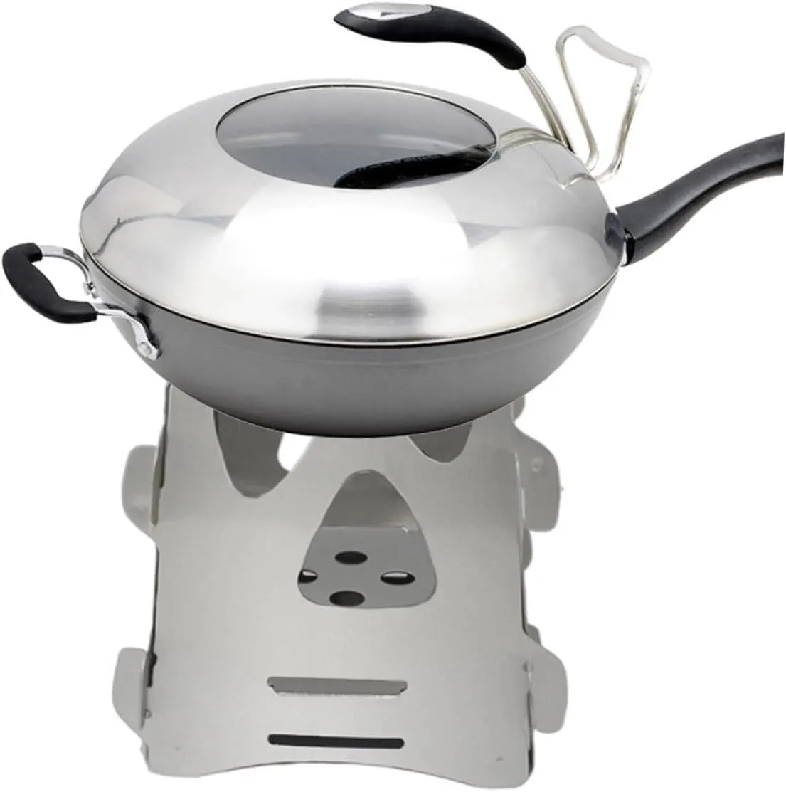 3Pcs Stainless Steel Stove Wood Burning Camping Foldable Portable Backpacking Stove/Sier/7.45 * 7.45Cm