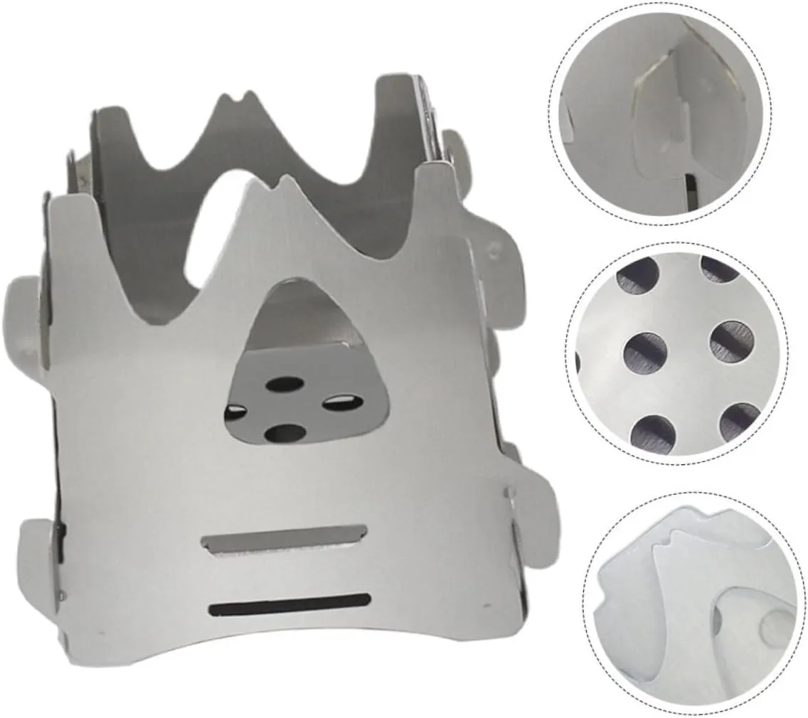 3Pcs Stainless Steel Stove Wood Burning Camping Foldable Portable Backpacking Stove/Sier/7.45 * 7.45Cm