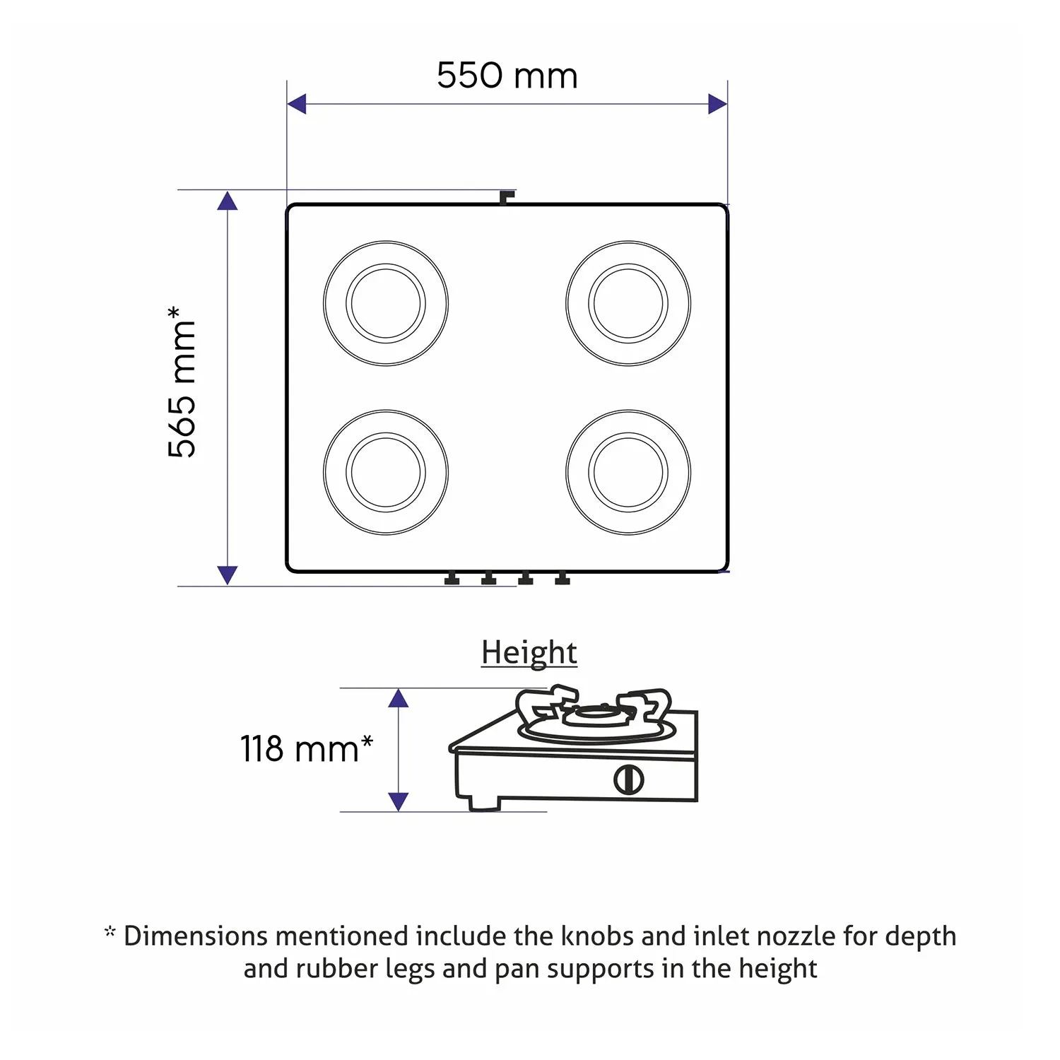 4 Burner Gas Stove Brass Burner (CT1043BL)   Auto Clean Chimney with Motion Sensor 60cm 1200 m3h (CH6063) - CH6063CT1043BL