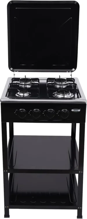 4 Burner Gas Stove Gas Cooker with Storage Stand Freestanding Outdoor Bbq Grill Camping Stove for RV, Apartment, Outdoor Cooking (Black)