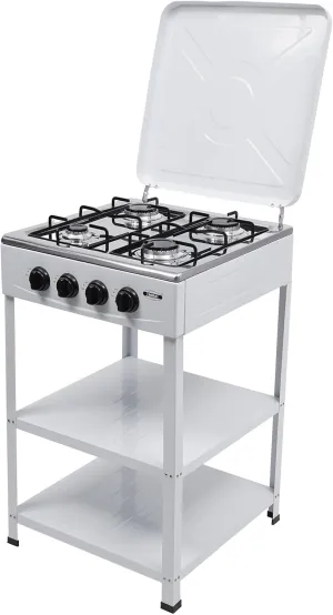4 Burner Gas Stove, Portable Camp Stove with Wind Shield, Gas Cooker for Home, Apartment, Outdoor Cooking