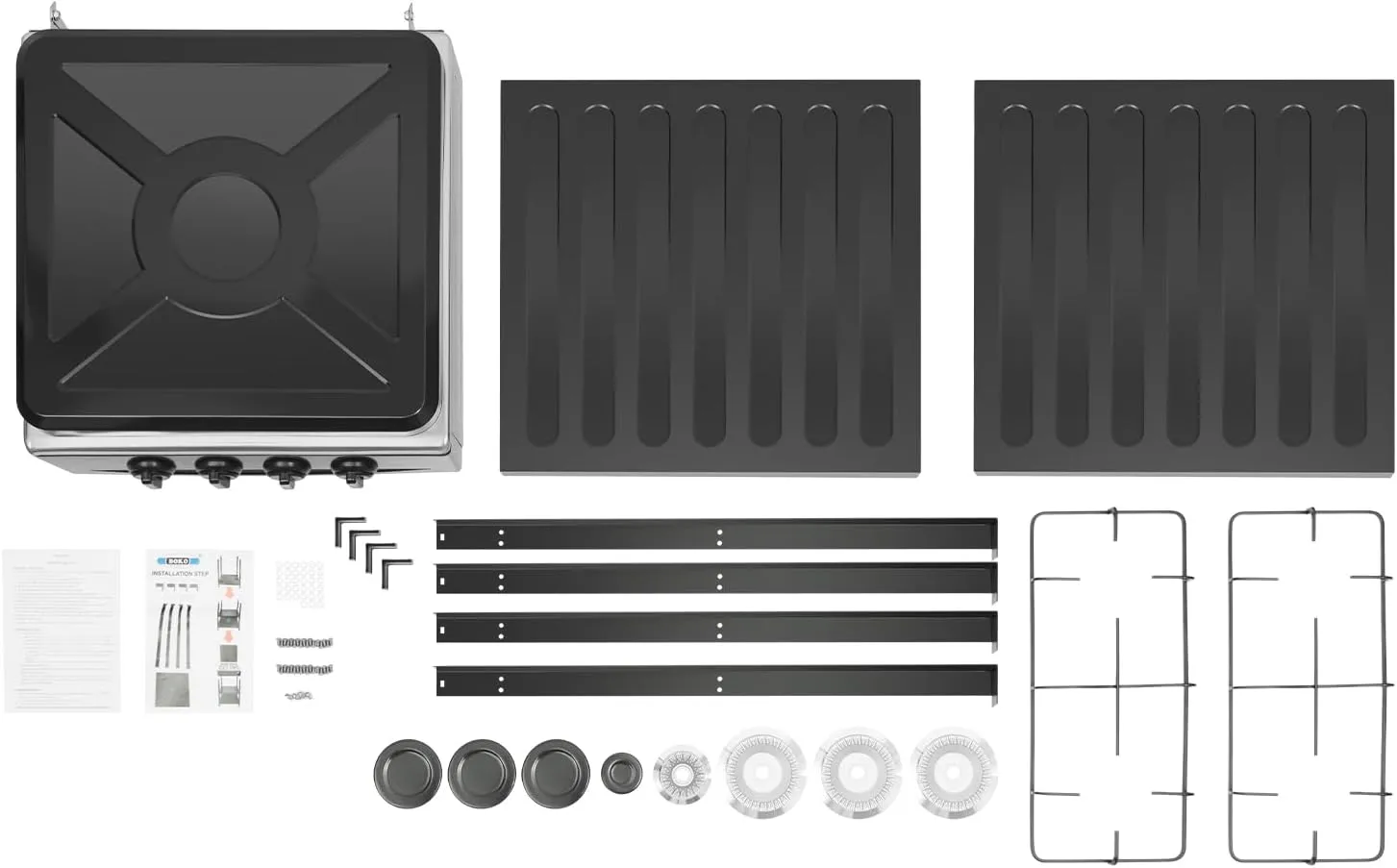 4 Burner Gas Stove Portable Outdoor Stove with Removable Storage Stand for RV, Apartment, Outdoor Cooking