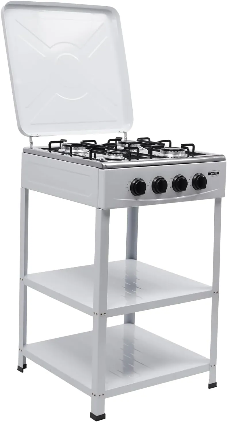 4 Burner Gas Stove Portable Stove Set with Support Leg Stand, Manual Ignition Camping Stove, Camping Cookware Set for Apartment, Outdoor Cooking Camping (Without connecting hose)