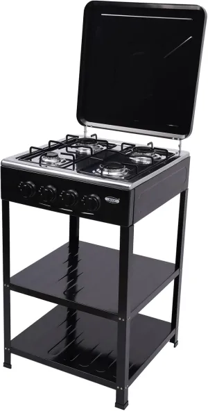 4 Burner Grill Dual Natural Gas Cooker Outdoor Camping Stove, Portable Gas Stove With Removable Storage Stand & Wind Blocking Cover, Portable Camping Grill For Backyard Cooking Home Rv, Black