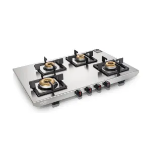 4 Burner Ultra Tuff Stainless Steel Gas Stove with Forged Brass Burner - Manual/Auto Ignition (1054 UT SS)