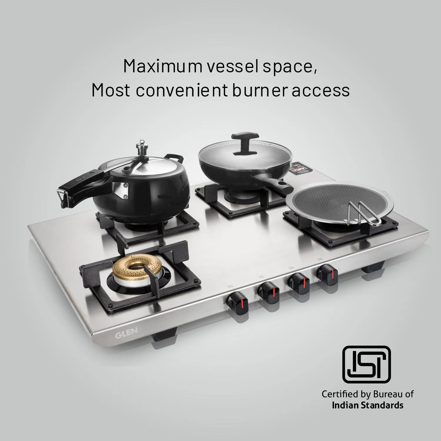4 Burner Ultra Tuff Stainless Steel Gas Stove with Forged Brass Burner - Manual/Auto Ignition (1054 UT SS)