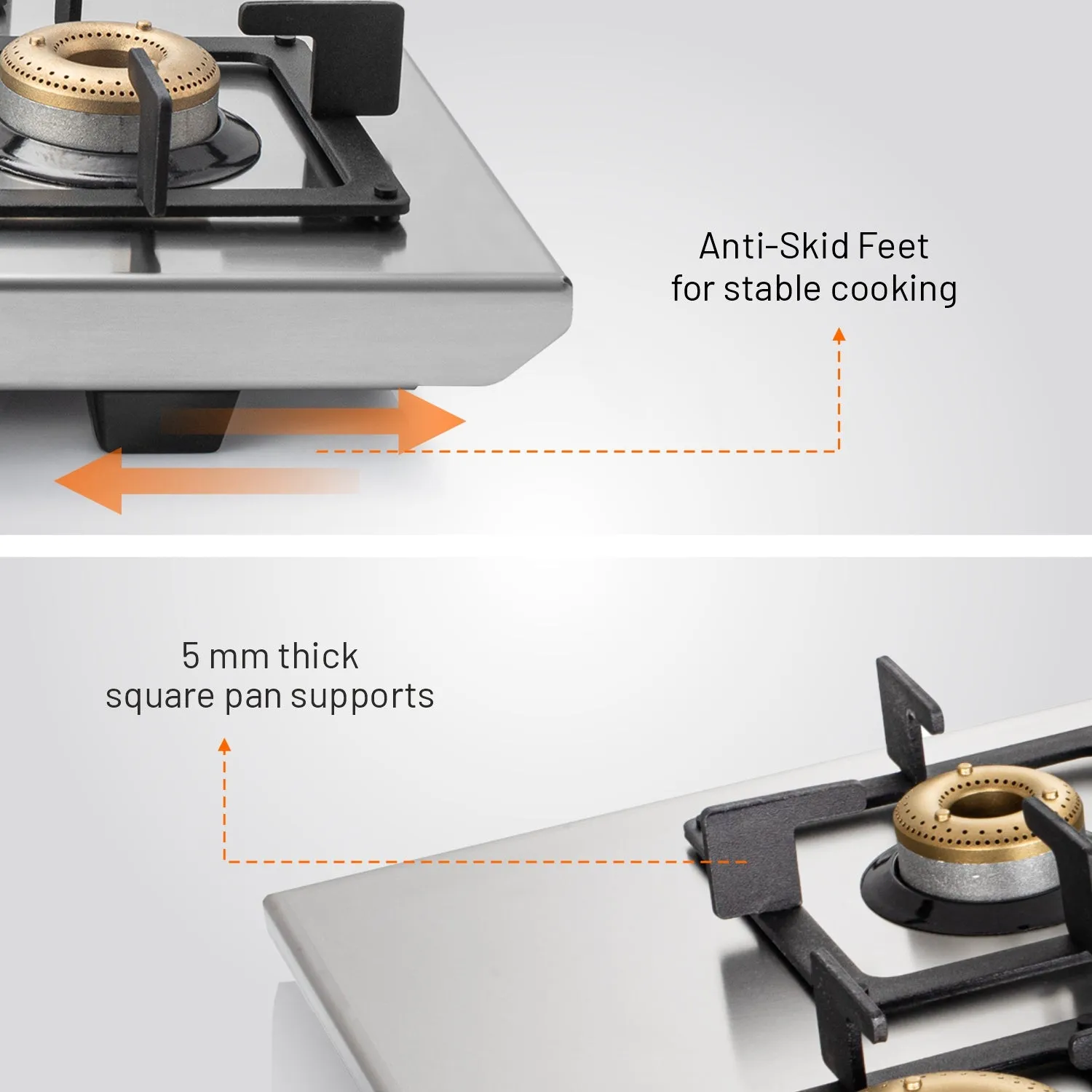 4 Burner Ultra Tuff Stainless Steel Gas Stove with Forged Brass Burner - Manual/Auto Ignition (1054 UT SS)