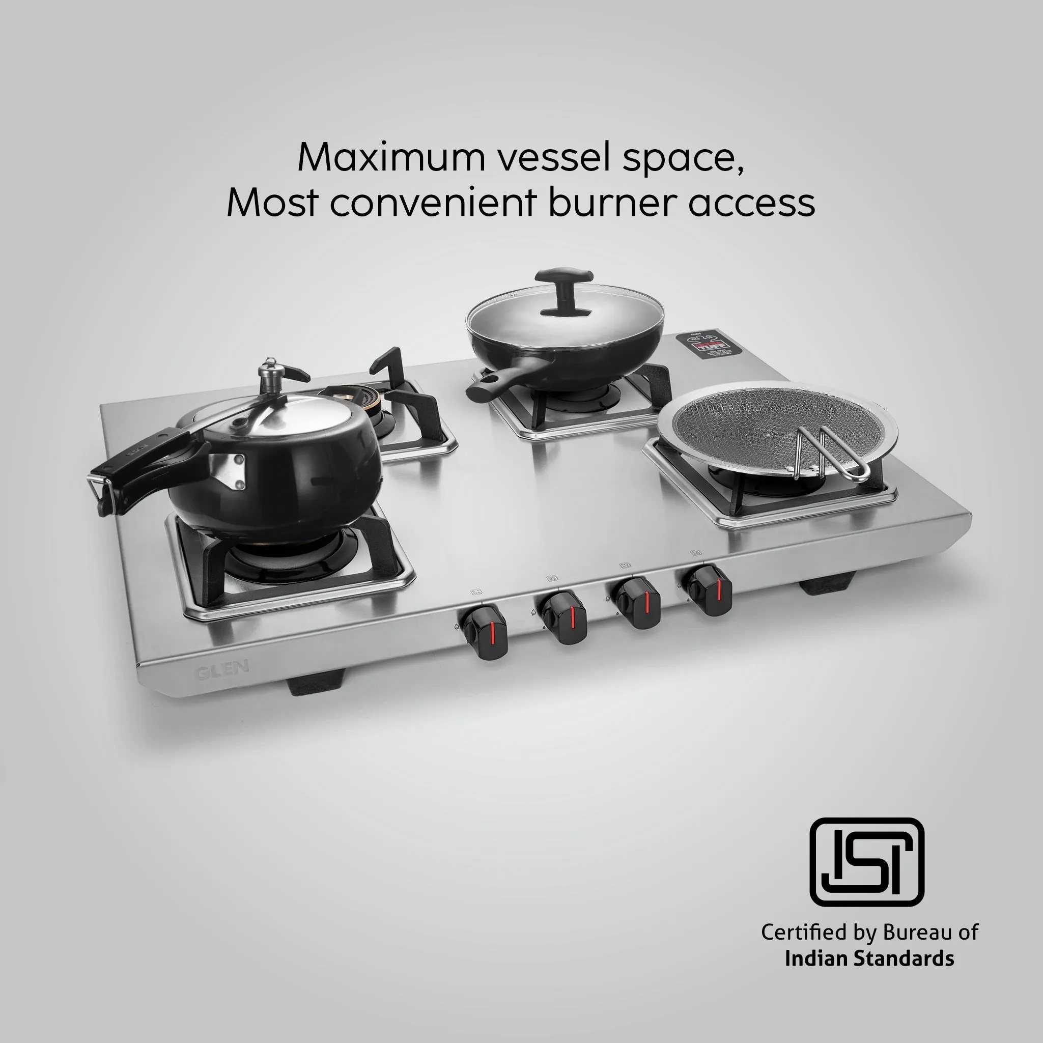 4 Burner Ultra Tuff Stainless Steel Gas Stove with Multi Ring Forged Brass Burner & Drip trays (CT1054UTDTSS)
