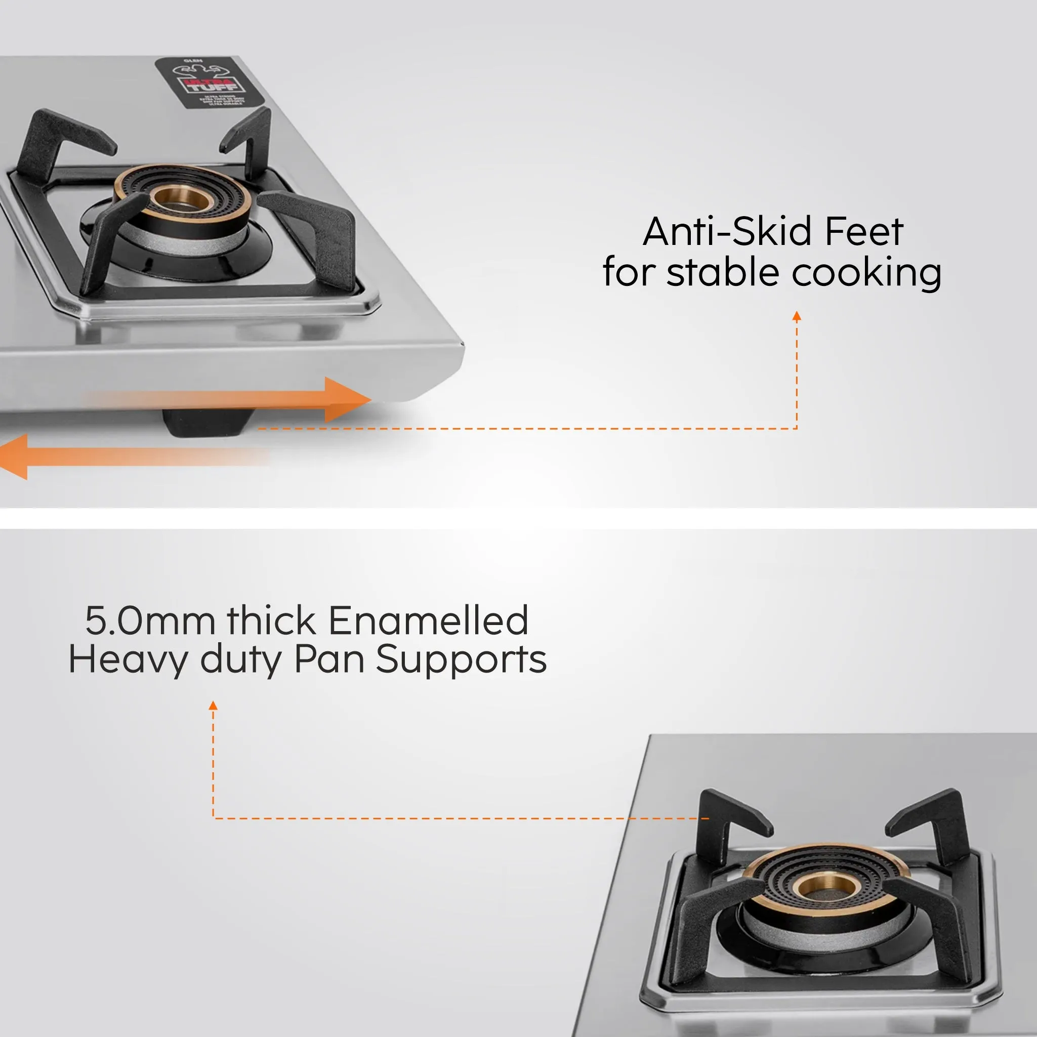 4 Burner Ultra Tuff Stainless Steel Gas Stove with Multi Ring Forged Brass Burner & Drip trays (CT1054UTDTSS)