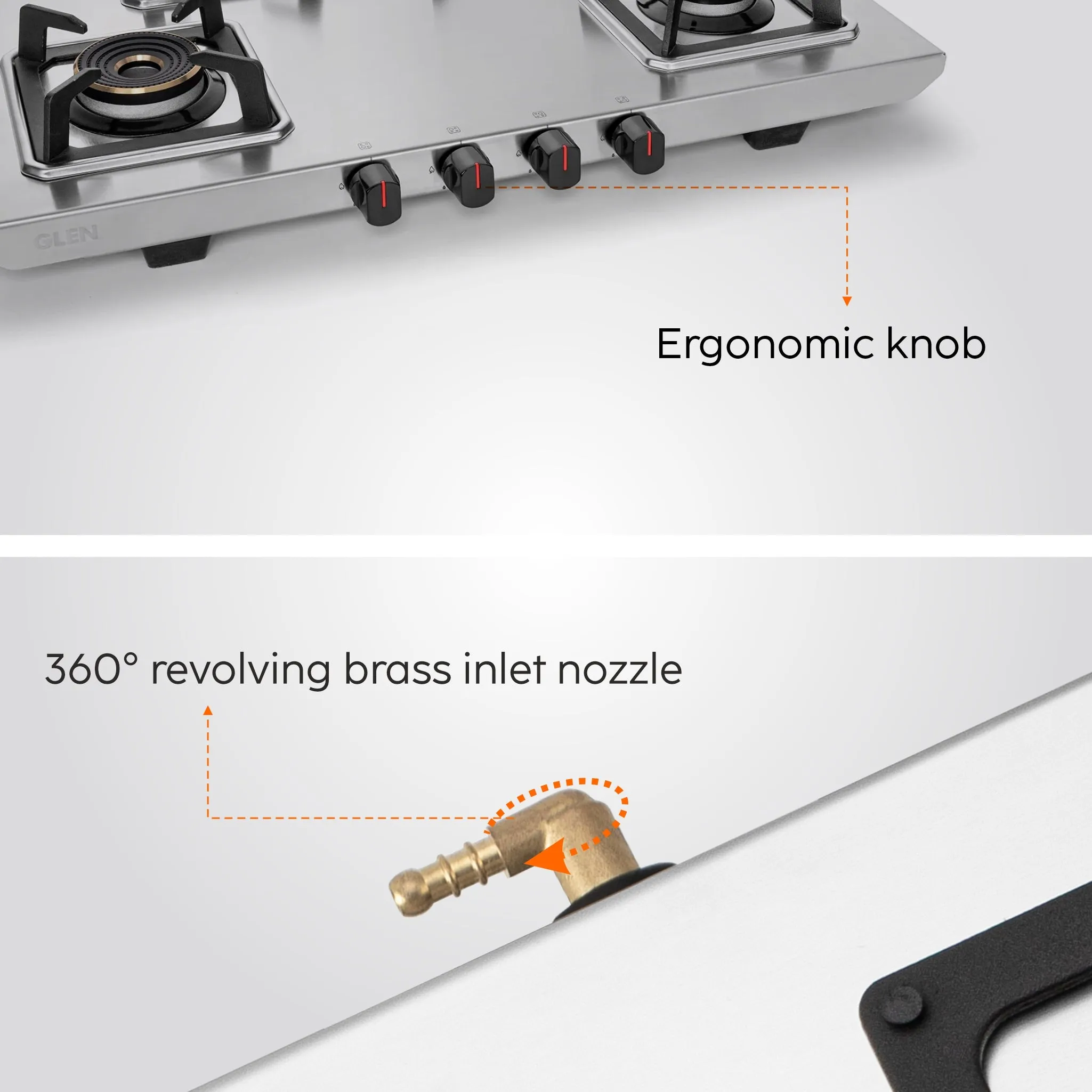 4 Burner Ultra Tuff Stainless Steel Gas Stove with Multi Ring Forged Brass Burner & Drip trays (CT1054UTDTSS)