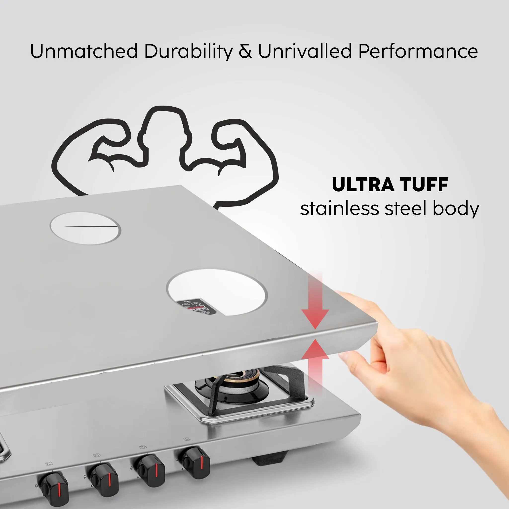 4 Burner Ultra Tuff Stainless Steel Gas Stove with Multi Ring Forged Brass Burner & Drip trays (CT1054UTDTSS)