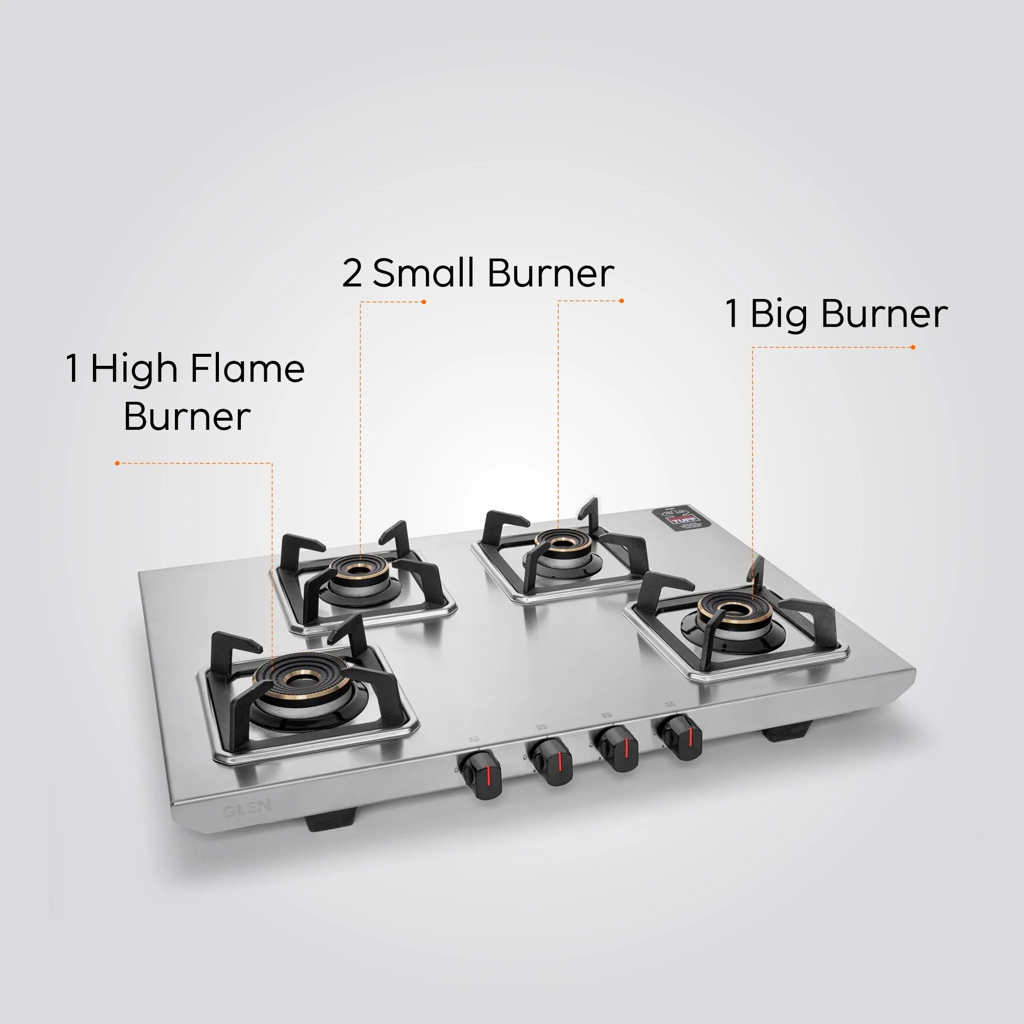 4 Burner Ultra Tuff Stainless Steel Gas Stove with Multi Ring Forged Brass Burner & Drip trays (CT1054UTDTSS)