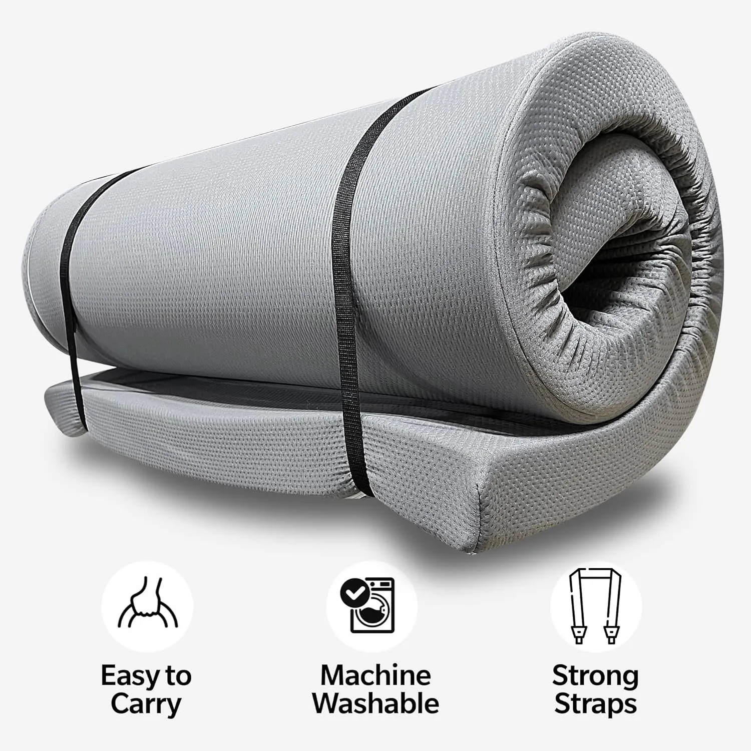 4 Inch Memory Foam Camping Mattress - Foldable Floor Mattress for Adults, Guest Bed & RV - 63"x26" Portable Roll Up Pad for Outdoor, Camping, Travel