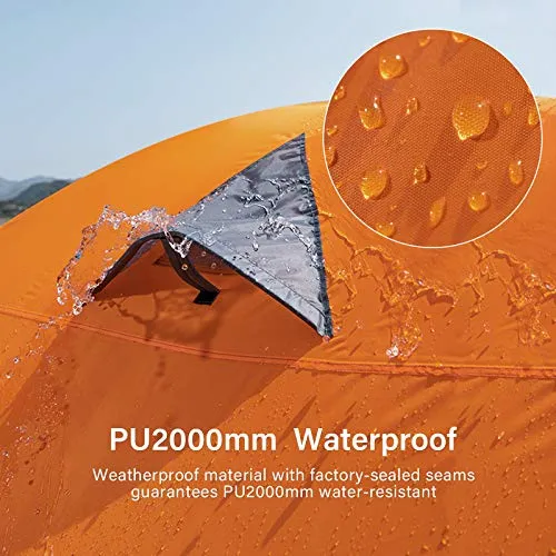 4 Person Camping Tent,Lightweight Backpacking Tent,Waterproof Windproof Two Doors