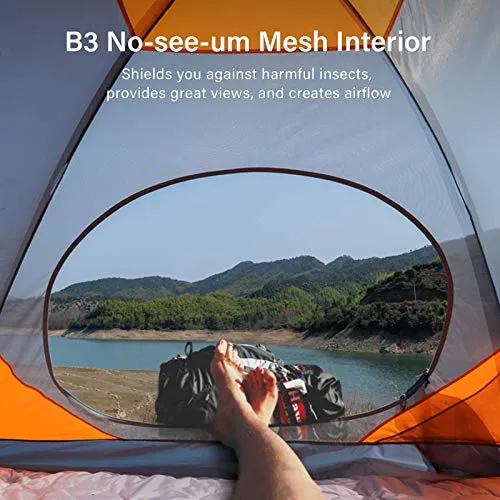 4 Person Camping Tent,Lightweight Backpacking Tent,Waterproof Windproof Two Doors