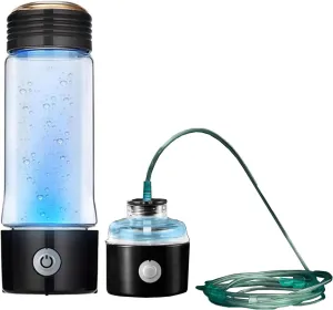 400ml Sports Water Bottle, H2 Molecular Hydrogen Water Bottle, with Portable Inhaler Adapter and Self-Cleaning Mode, for Outdoor Sports Fitness