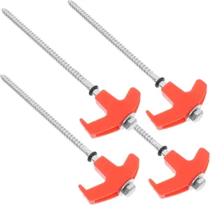 4pcs Tent Pegs Stakes for Outdoor Decorations Tent Ground Pegs Metal Stakes for Ground Outdoor Snow Stakes Metal Tent Stakes Tent Fixing Ground Stakes Tarp Stakes Galvanized Orange