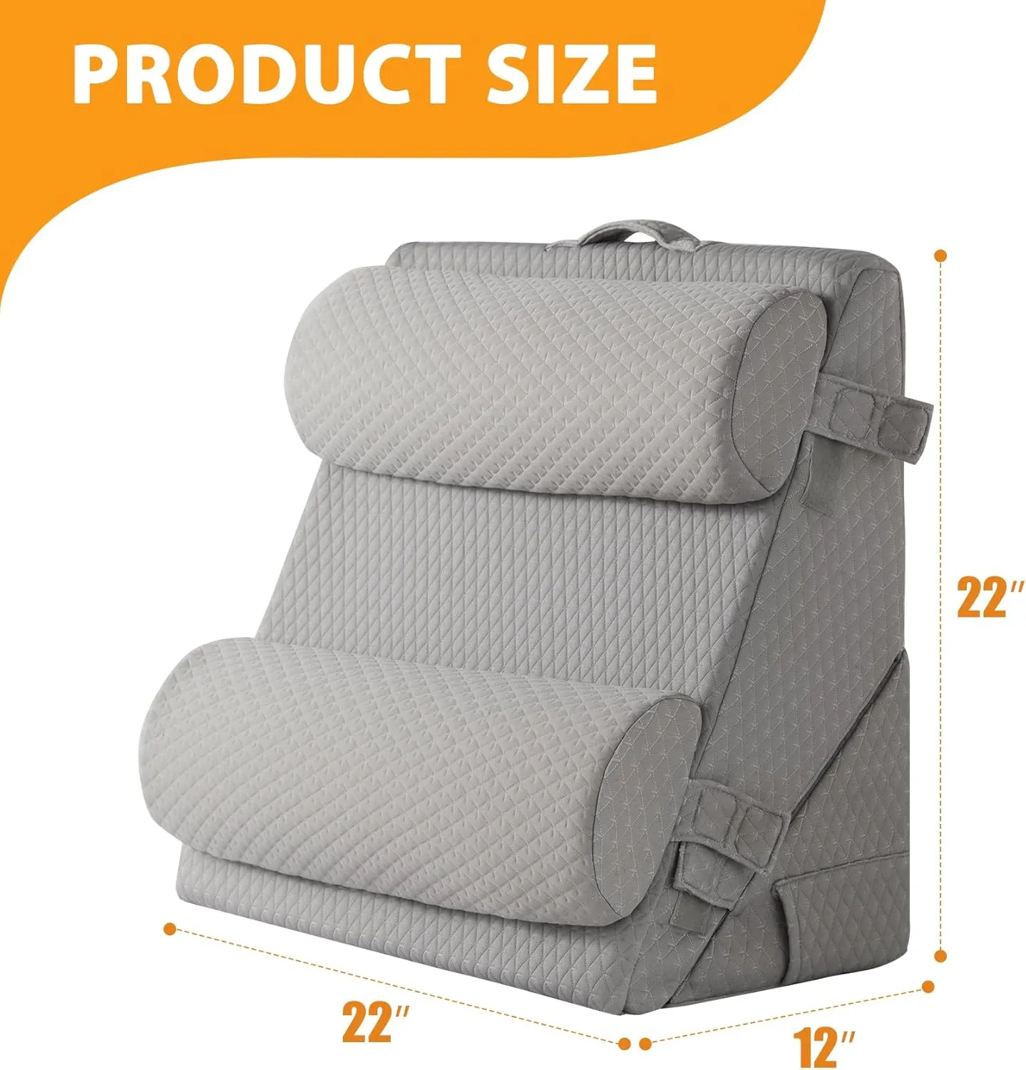 4PCS Wedge Pillow Set for After Surgery, Wedge Pillow Headboard, Adjustable 9&12 Inch Bed Pillow Wedge for Sleeping, Acid Reflux, Orthopedic Pillow Wedge for Back Pain Relief, Gerd, Grey