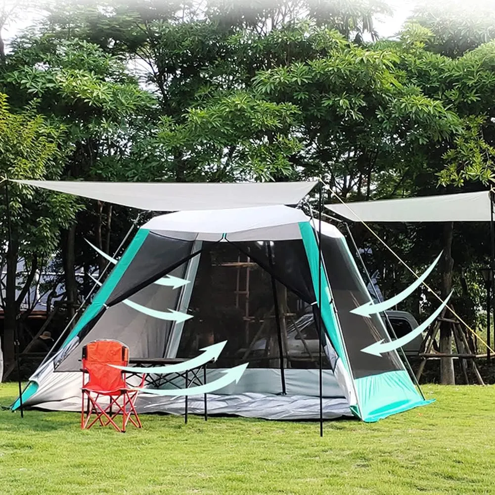 5-8 Person Camping Tent Waterproof Pop Up Tent with Zipped Double Door and Carrying Bag Instant Family Tent for Outdoor Camping, Fishing, BBQ