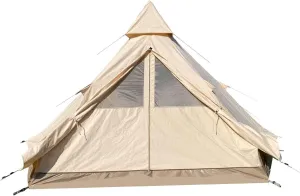 5-8 Person Double Layer Indian Canvas Bell Tent, Waterproof Outdoor Family Tent for Camping, Glamping & Festivals