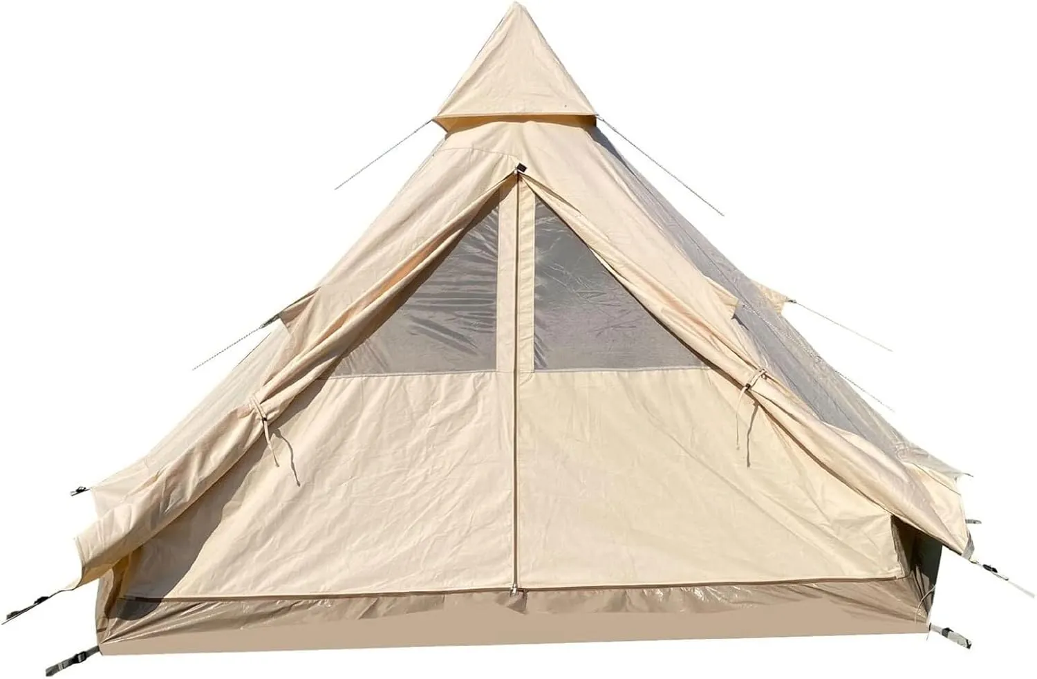 5-8 Person Double Layer Indian Canvas Bell Tent, Waterproof Outdoor Family Tent for Camping, Glamping & Festivals