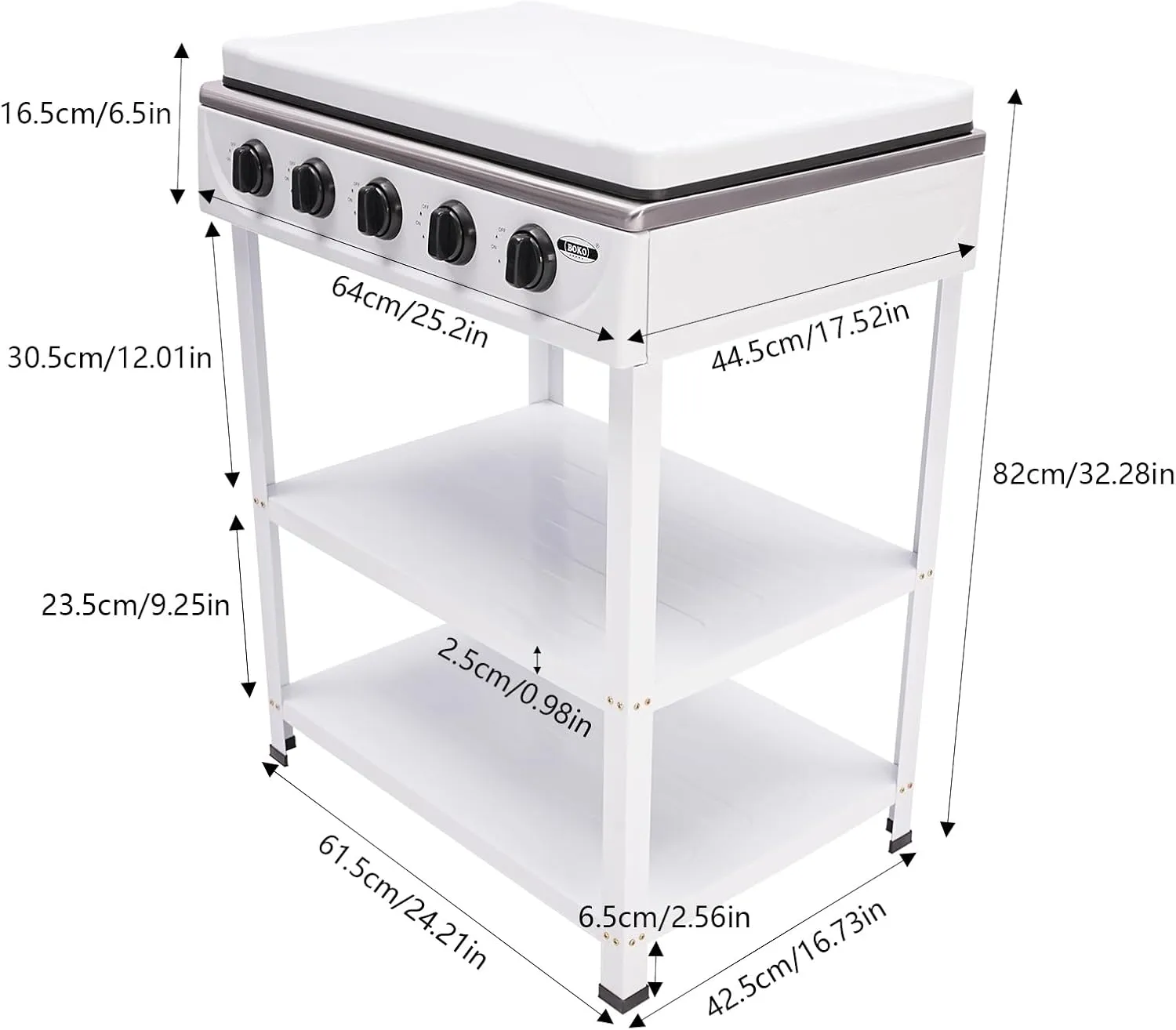 5 Burner Propane Gas Stove, Natural Gas Cooker Outdoor Camping 2 Tier Storage Rack Portable Stainless Steel BBQ Stove for RV, Apartment, Outdoor Cooking