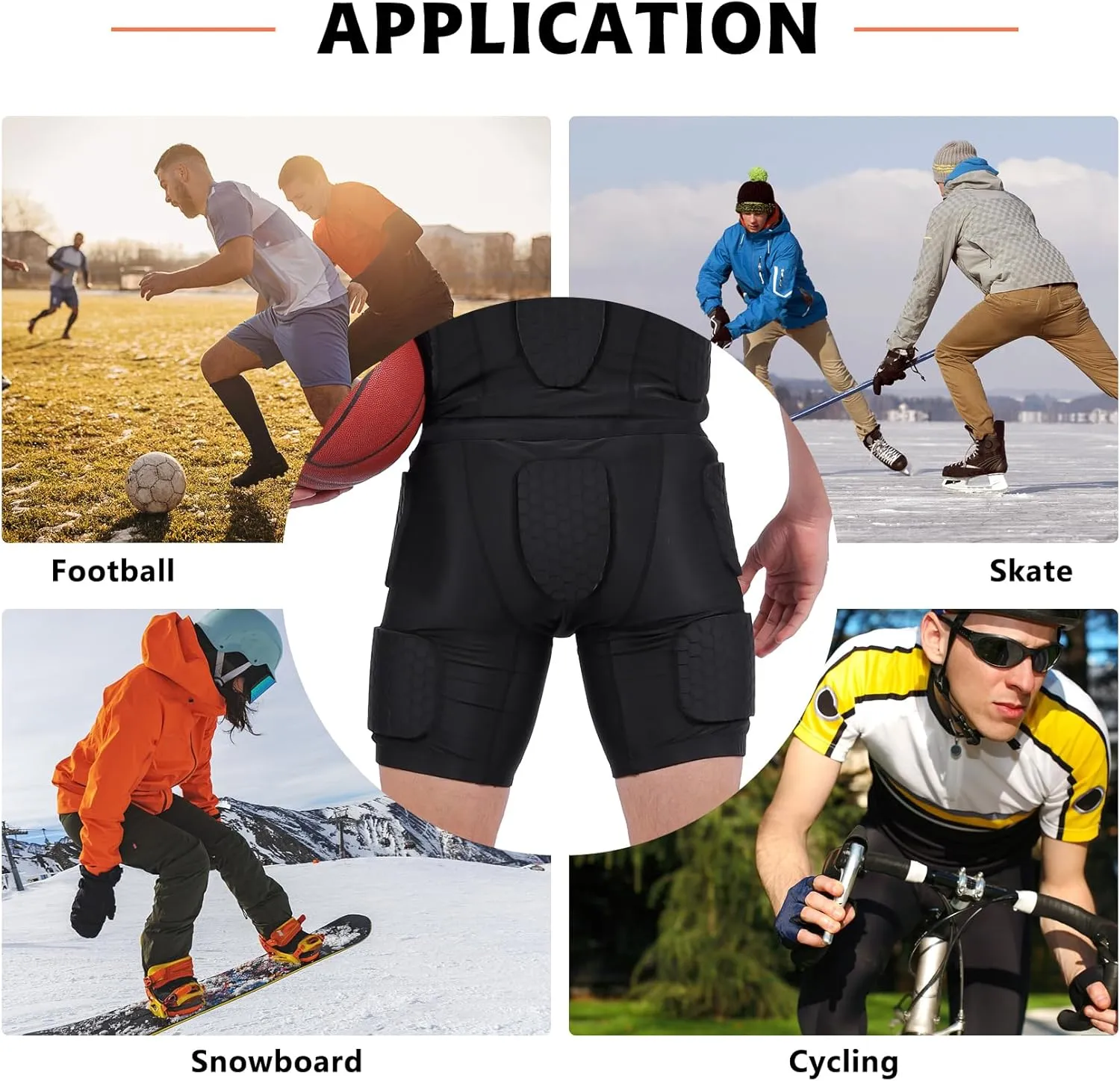 5 Pad Football Girdle for Men Youth - Padded Compression Shorts with Hip, Thigh Pads for Football, Baseball, Sliding Protective Gear for Adults Teens High-Density EVA Foam