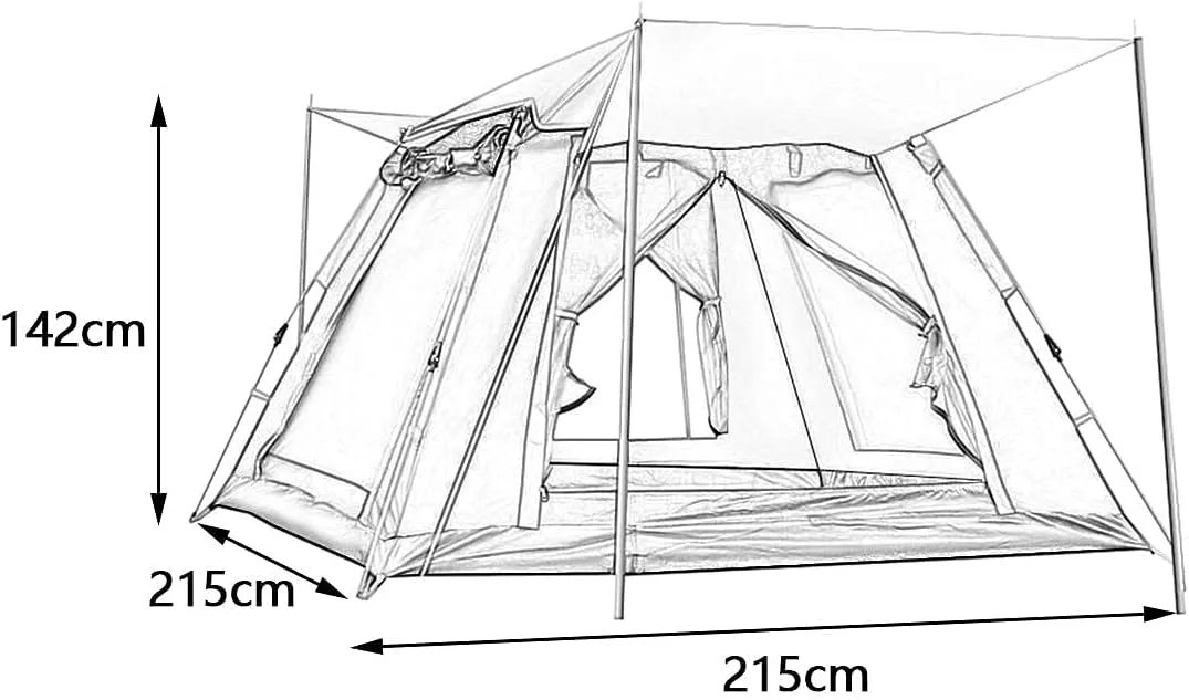 5 Person Family Camping Tent 4 Season Double Layers Waterproof Anti-Windproof Tents Family Outdoor Camping Tent (Blue Width 215cm) (Green Width 215cm)