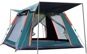 5 Person Family Camping Tent 4 Season Double Layers Waterproof Anti-Windproof Tents Family Outdoor Camping Tent (Blue Width 215cm) (Green Width 215cm)