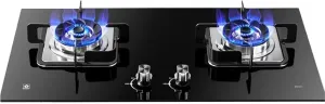 5.0KW Double Gas Cooker, Portable Gas Stove 2 Burner, Tempered Glass Gas Ranges, Five Levels Of Firepower Adjustment Gas Stove, Tabletop and Flush-mounted Camping Stove, for Caravan Kitchen(NG)