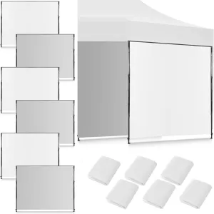 6 Pcs Instant Canopy Sidewalls for 10x10 Pop up Canopy Waterproof 99% UV Protection Tent Sidewalls with Silver Coating for Outdoor Camping, Tent Not Included(White)