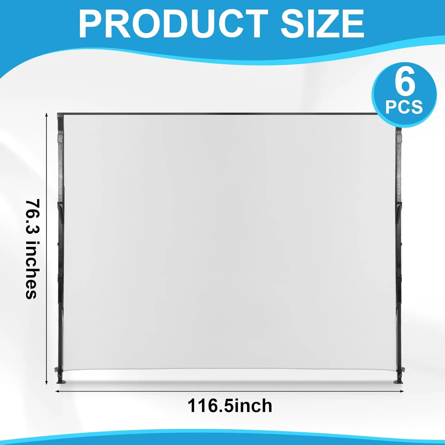 6 Pcs Instant Canopy Sidewalls for 10x10 Pop up Canopy Waterproof 99% UV Protection Tent Sidewalls with Silver Coating for Outdoor Camping, Tent Not Included(White)